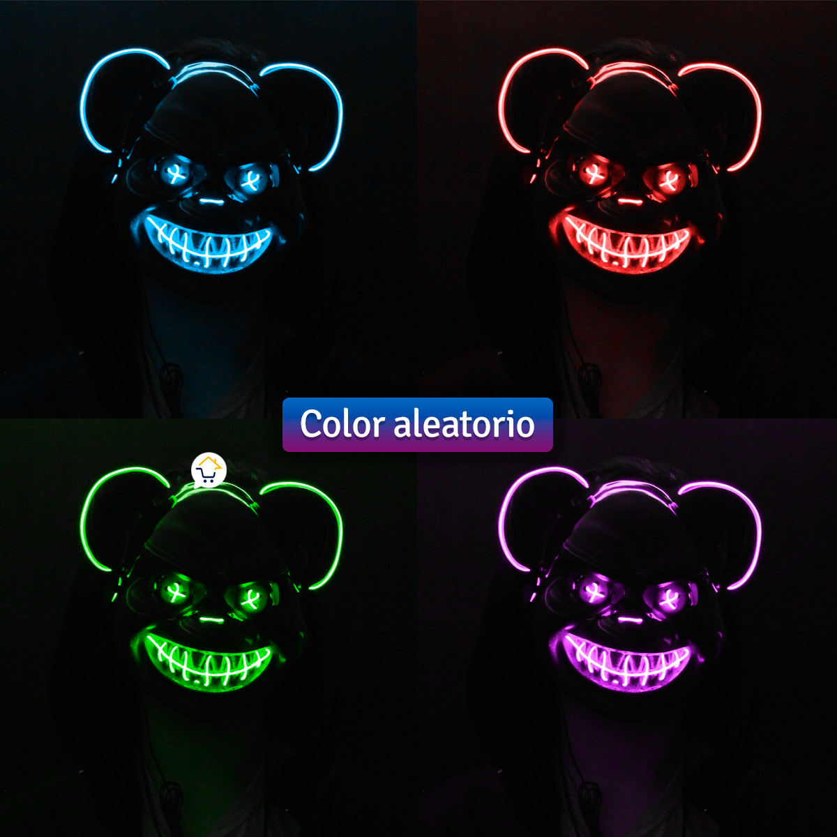 Miniatura 6 de Mascara Neon Oso Asesino Disfraz KG552
